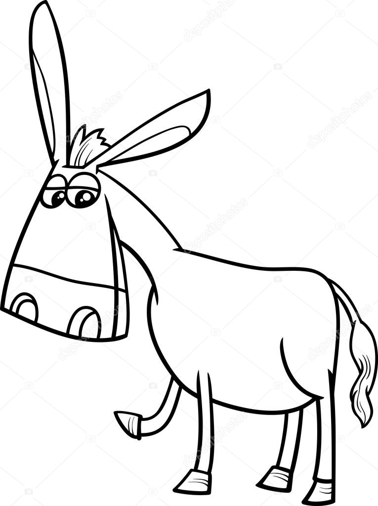 765x1024 Donkey Cartoon Coloring Book Stock Vector Izakowski