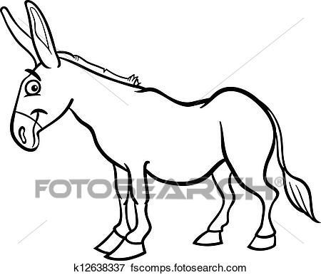 450x386 Clip Art Of Farm Donkey Cartoon For Coloring Book K12638337