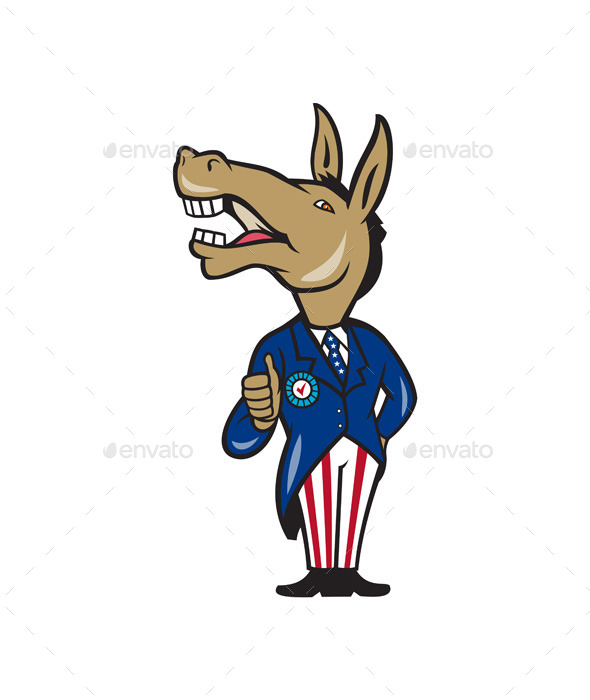 590x700 Democrat Donkey Mascot Thumbs Up Cartoon By Patrimonio Graphicriver