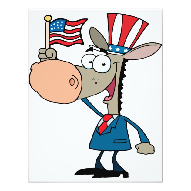 630x630 Cute Patriotic Donkey Cartoon Democrat Card