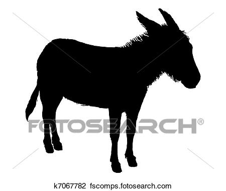 450x380 Clipart Of The Black Silhouette Of A Donkey On White K7067782