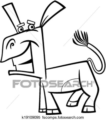 414x470 Clipart Of Funny Donkey Cartoon Coloring Page K19109095