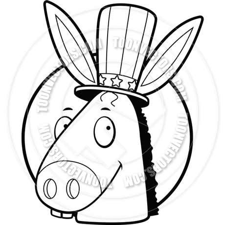 460x460 Democrat Donkey (Black And White Line Art) By Cory Thoman Toon