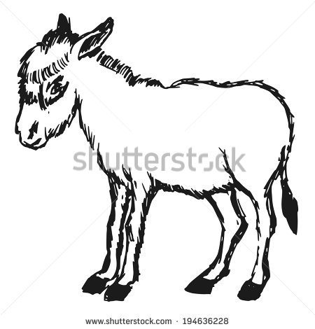 450x470 Drawn Donkey Black And White