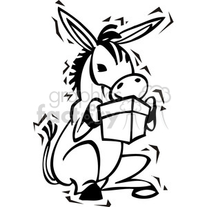 300x300 Royalty Free Black And White Democrat Cartoon Donkey 385725 Vector