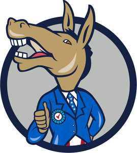 269x300 Democrat Donkey Mascot Thumbs Up Flag Royalty Free Stock Image