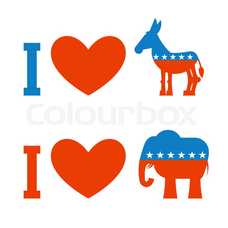 800x800 I Love Democrat. I Like Republican. Symbol Of Heart, Donkey