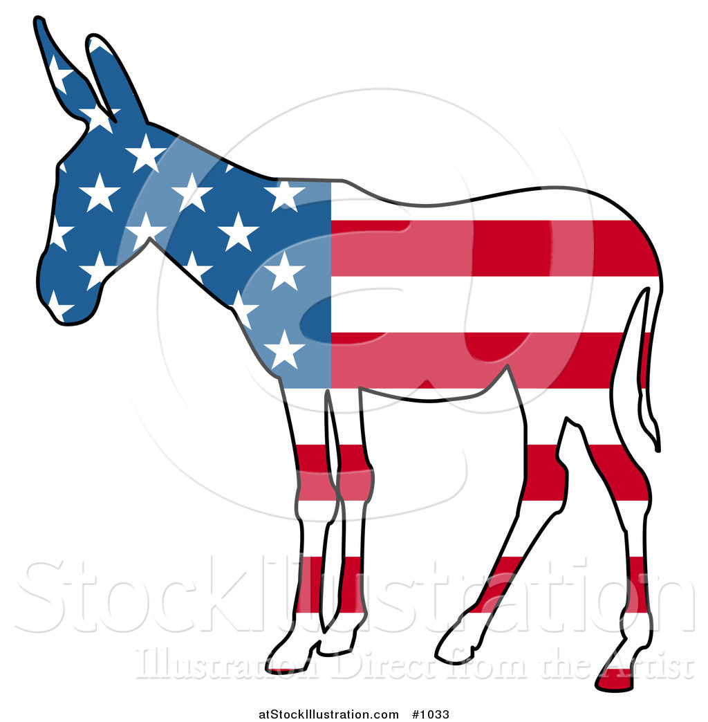 1024x1044 Vector Illustration Of A Democratic Donkey American Flag By