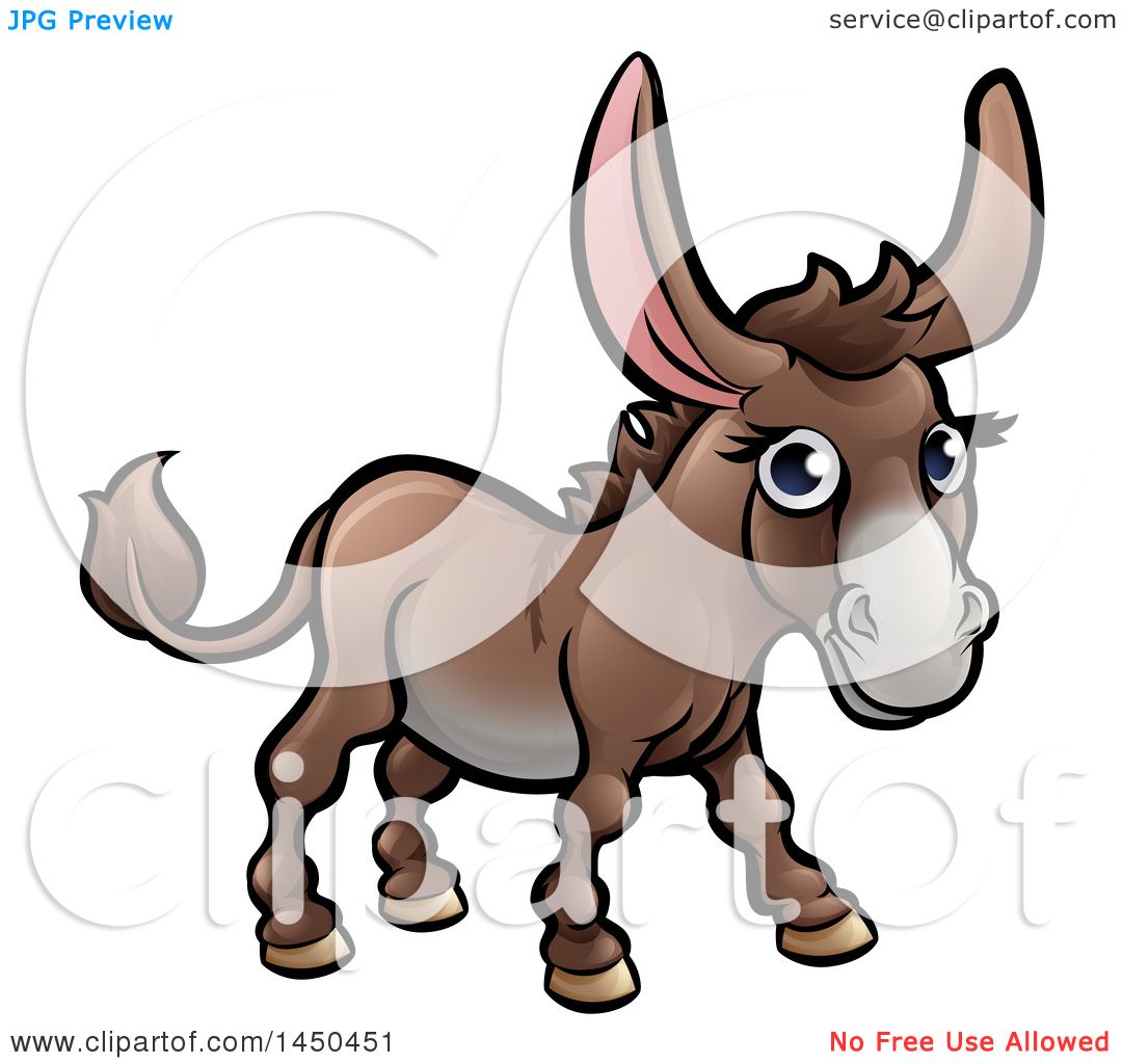 1080x1024 Clipart Graphic Of A Cartoon Happy Brown Donkey