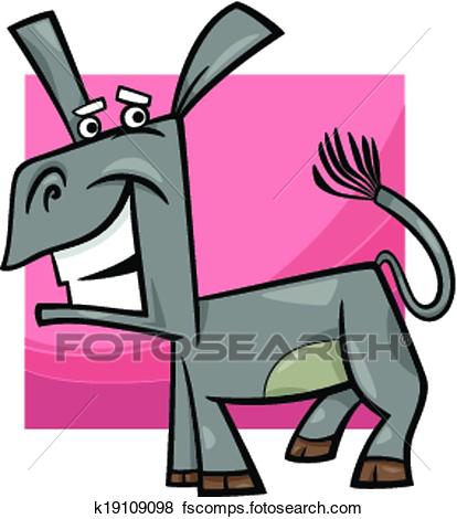 414x470 Clip Art Of Funny Donkey Cartoon Illustration K19109098