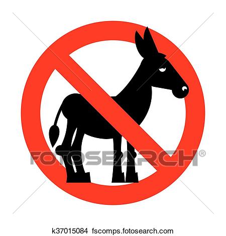 450x470 Clipart Of Stop Donkey. Ban Stupid People. Prohibited Fool