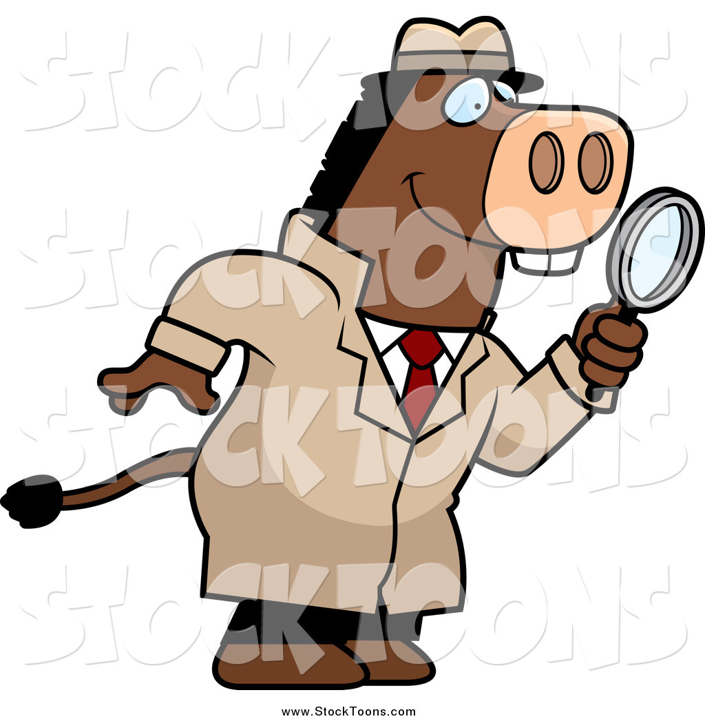 1024x1044 Stock Cartoon Of A Donkey Detective Searching With A Magnifying
