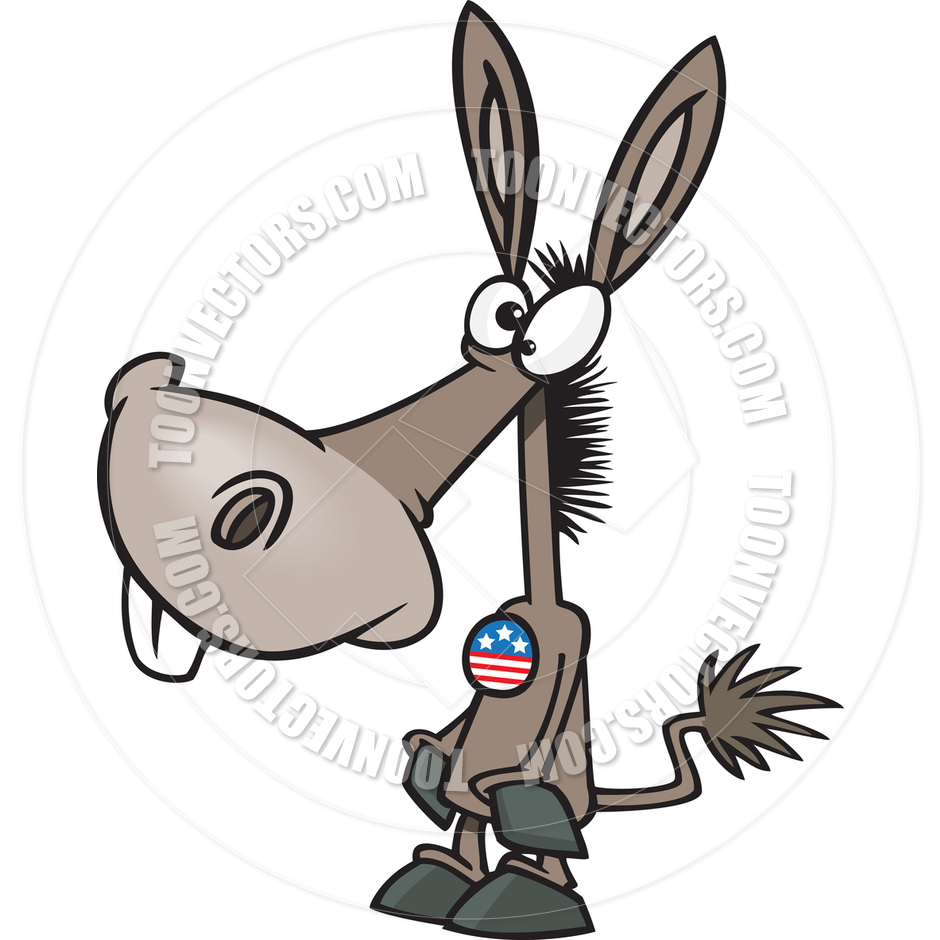 940x940 Cartoon Democrat Donkey Voter By Ron Leishman Toon Vectors Eps