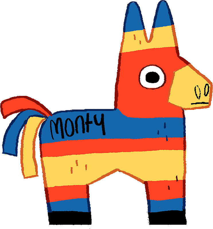 743x800 Monty The Pinata Stickers By Doodledate Redbubble