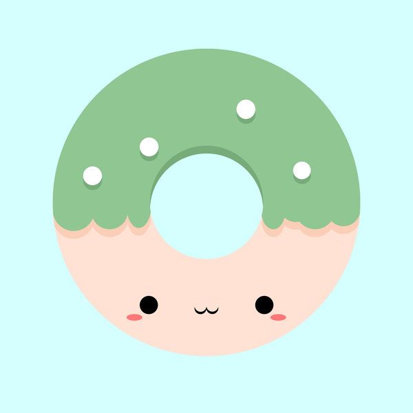 600x600 Kawaii Donut By Reyokpoe (Print Image) Clip Art Donuts