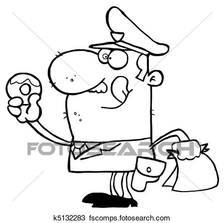 450x448 Clipart Of Happy Police Officer Eating Donut K5132283