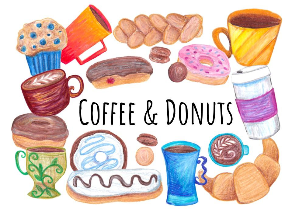 960x720 Coffee And Donuts Clipart, Hand Drawn Clipart Coffee And Doughnuts