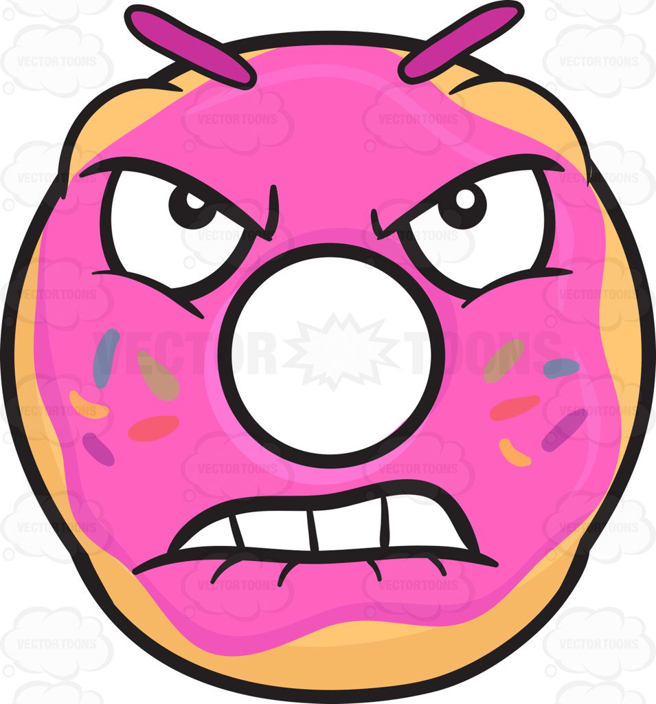 955x1024 Mad And Very Furious Donut Emoji Cartoon Clipart