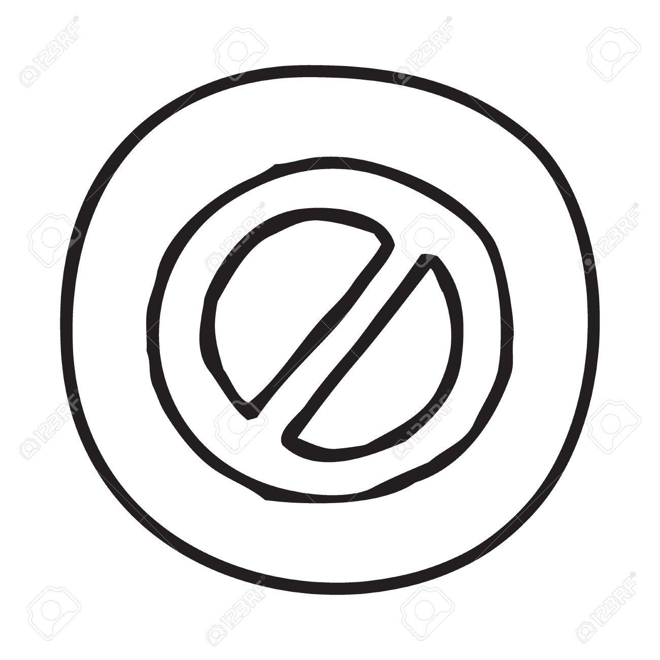 1300x1300 Doodle Prohibition Icon. Infographic Symbol In A Circle. Line