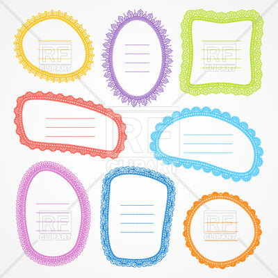 400x400 Set Of Multi Coloured Blank Doodle Frames Royalty Free Vector Clip