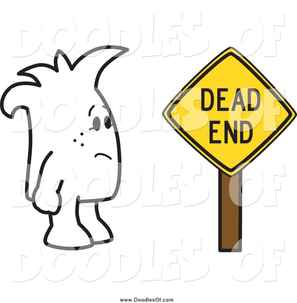 1024x1044 Vector Clipart Of A Doodle Guy By A Dead End Sign By Toons4biz