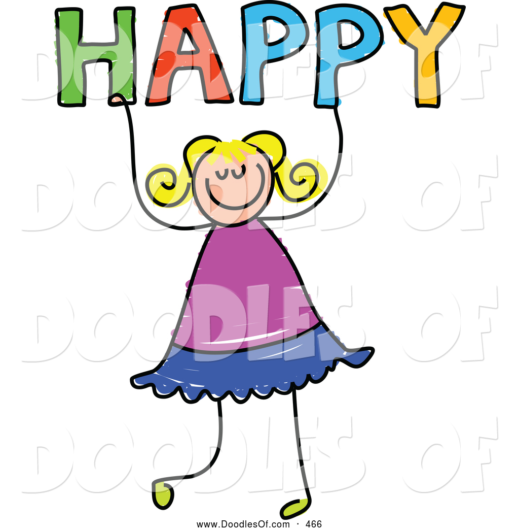 1024x1044 Vector Clipart Of A Happy Girl Holding The Word Happy By Prawny
