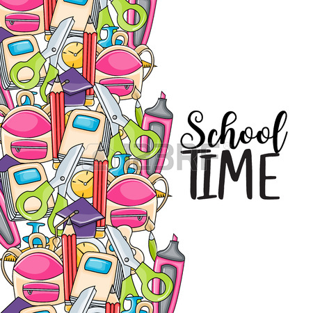 450x450 Back To School Sale Doodle Clip Art Greeting Card. Cartoon Vector