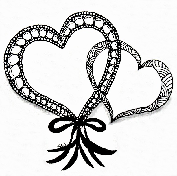 612x606 Zentangle Hearts