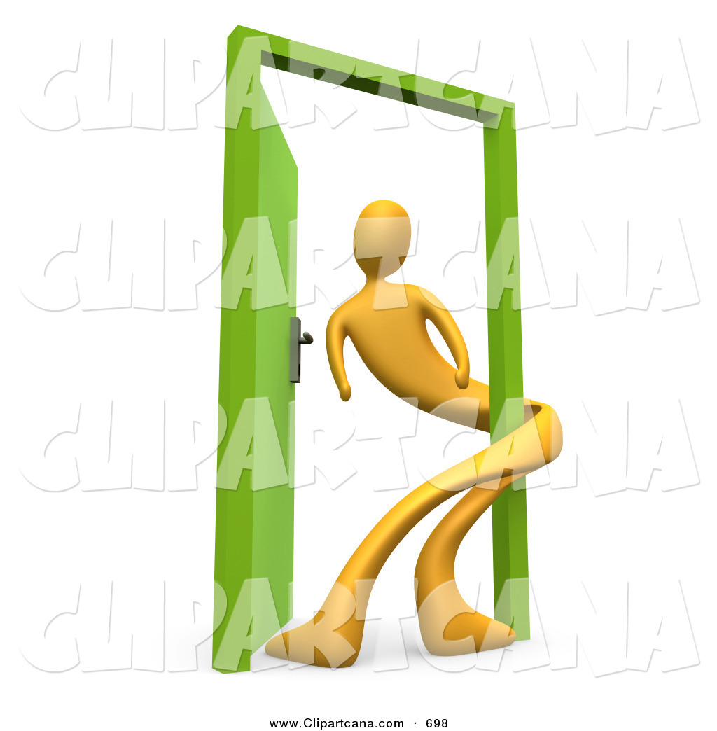 1024x1044 Clip Art Of A Yellow Man Twisted Around The Frame Of An Open Green