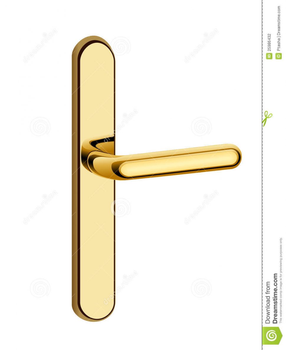 970x1184 Gold Door Handle With Lock Antique Plated Stock Photo Image
