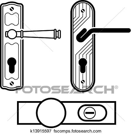 450x456 Clip Art Of Vector Door Handle Black Icons K13915597