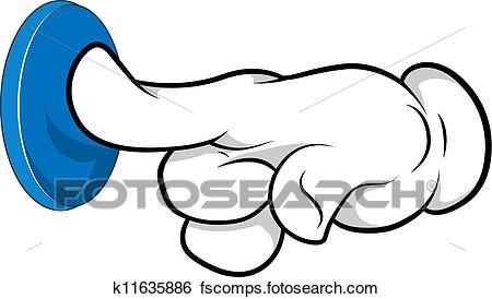 450x274 Clip Art Of Cartoon Hand Doorbell Push Vector K11635886