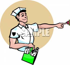 300x276 Art Image A Milkman With Bottles Of Milk Ringing A Doorbell