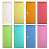 170x170 Clip Art Of Collection Of Colorful Doors. Vector Design. K16518752