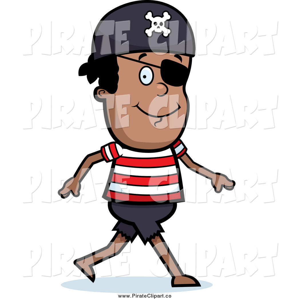1024x1044 Vector Clip Art Of A Black Pirate Boy Walking And Wearing A Patch