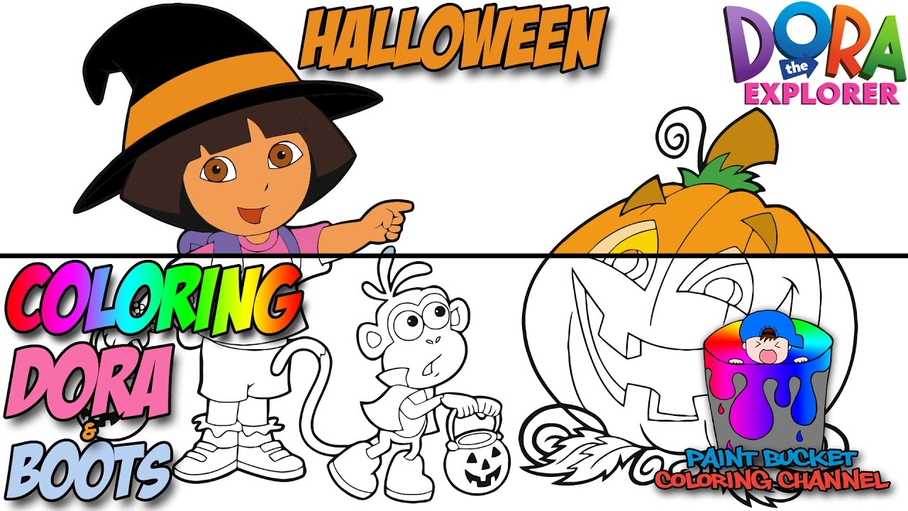 1280x720 Dora The Explorer And Boots Halloween Coloring Page