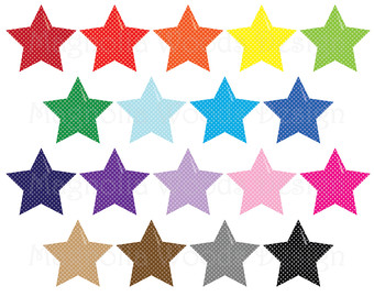 340x270 Star Clip Art Polka Dot Stars Digital Clipart Instant