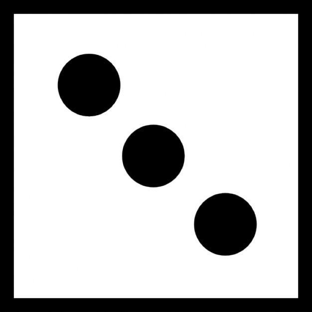626x626 Dice Cube From Top View On The Face With Three Dots Icons Free