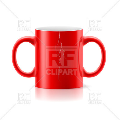 400x400 Red Mug With Two Handles On Each Side On White Background Royalty