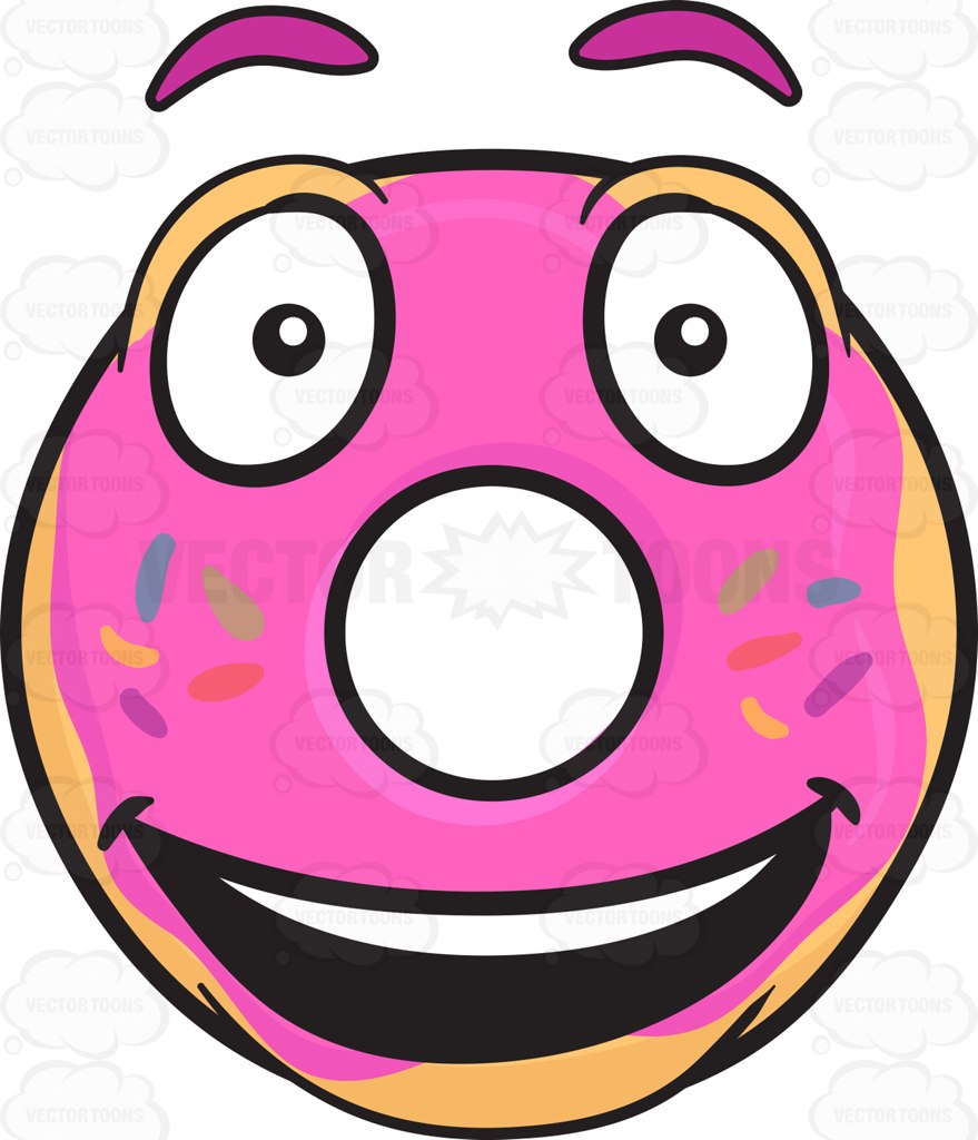 879x1024 Smiling Donut With Bright Look On Face Emoji Cartoon Clipart