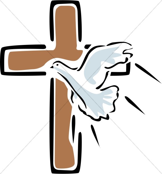 569x612 Outlined Cross With Flying Dove Cross Clipart