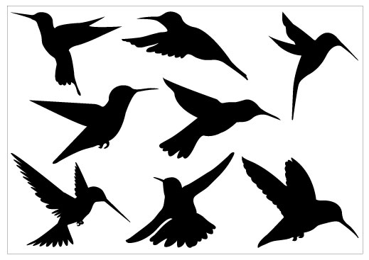 519x367 Humming Bird Silhouette Clip Art Pack Art   silhouettes