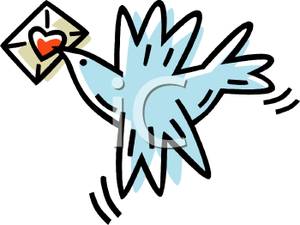 300x225 Dove Carrying A Love Letter In Its Mouth Clip Art Image
