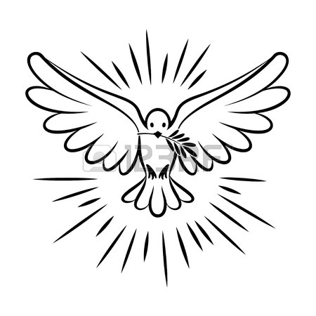 450x450 Flying Dove Holding An Olive Branch As A Sign Of Peace Line Art