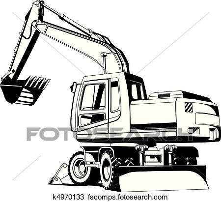 450x411 Clipart Of Excavator Outline K4970133