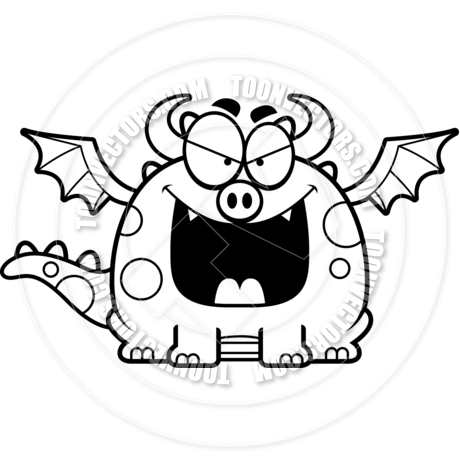 460x460 Cartoon Little Dragon Evil (Black And White Line Art) By Cory