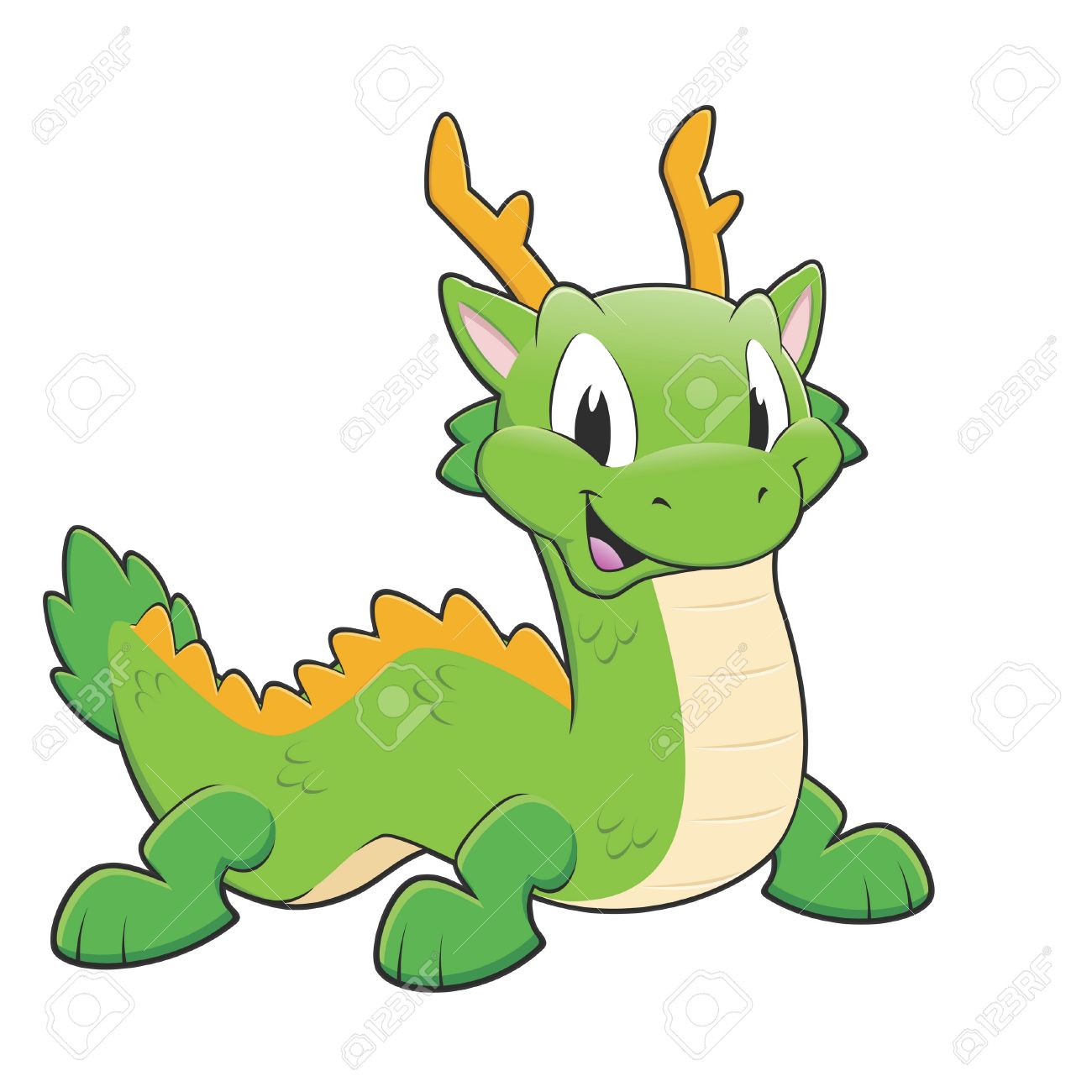 1300x1300 Vector Illustration Of A Green Chinese Dragon Royalty Free