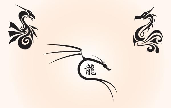 600x380 Vector Black Amp White Dragon