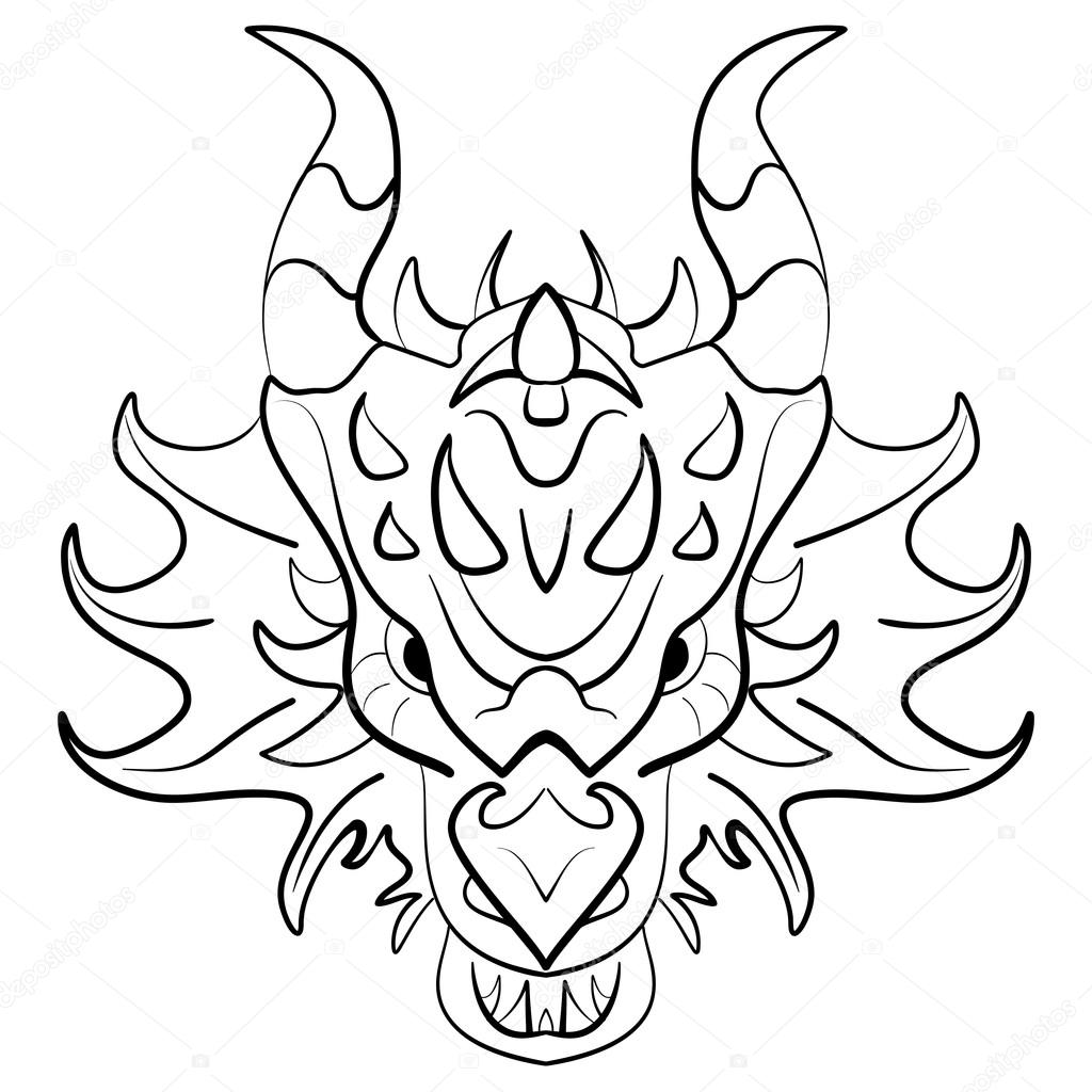 1024x1024 Black Dragon Tattoo Design On White Background Stock Vector