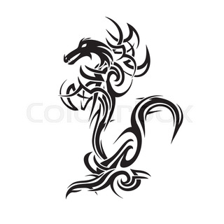 320x320 Isolated Tattoo Of Black Dragon On White Stock Vector Colourbox